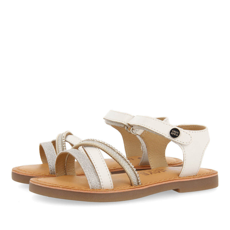 Sandales en peau avec détails de couleur blanche pour fille melgar