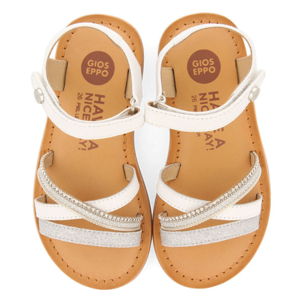 Sandales en peau avec détails de couleur blanche pour fille melgar