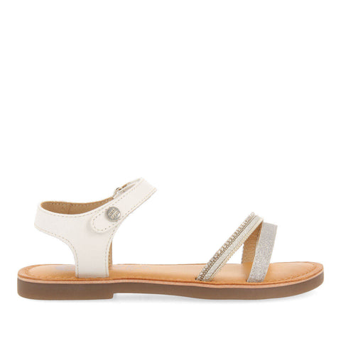 LUCMAU GIRLS LEATHER SANDALS WITH WHITE DETAILS