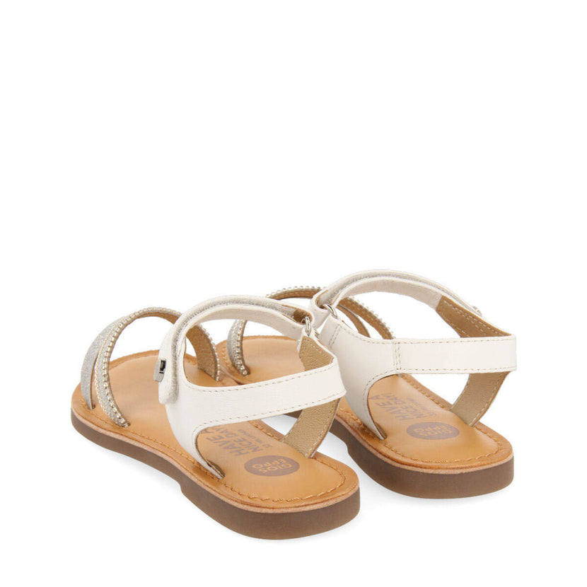 Lucmau girls leather sandals with white details