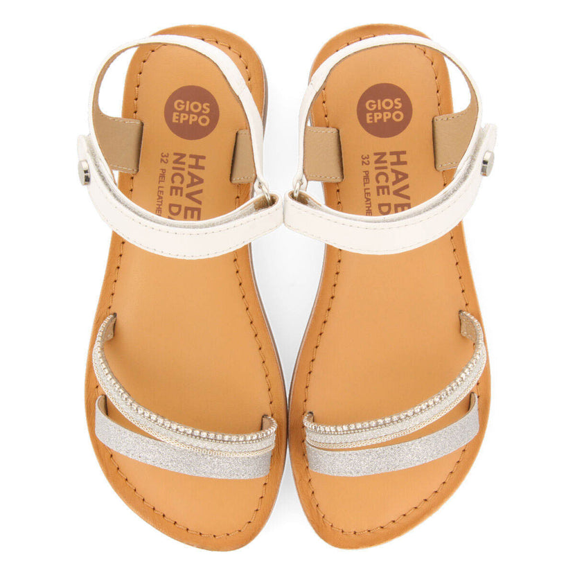 Lucmau girls leather sandals with white details
