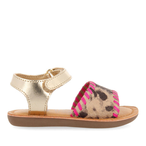 SANDALIAS CON DETALLES EN FLÚOR FUCSIA Y ANIMAL PRINT PARA NIÑA ELANORA