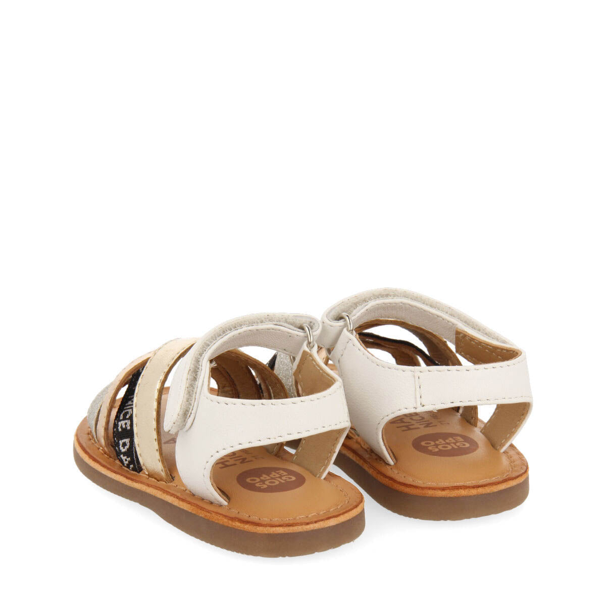Ucayali girls leather sandals with glitter and logos