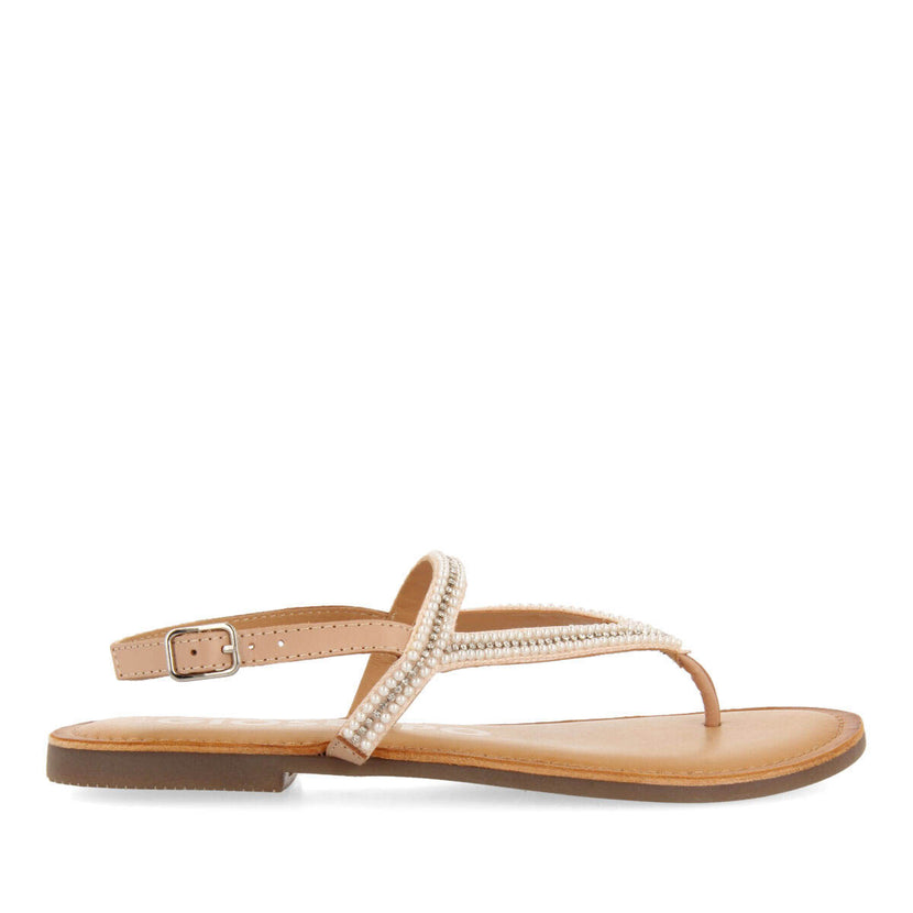 Sandalias planas nude con tiras y adornos para mujer gaven