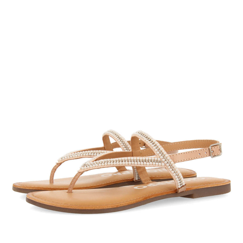 Sandalias planas nude con tiras y adornos para mujer gaven