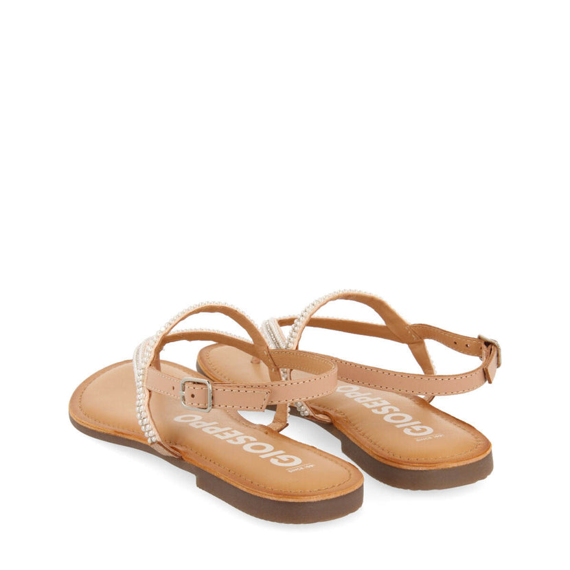 Sandalias planas nude con tiras y adornos para mujer gaven