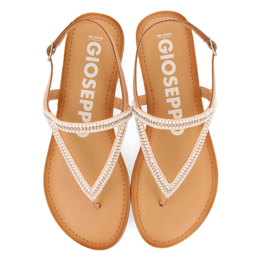Sandalias planas nude con tiras y adornos para mujer gaven