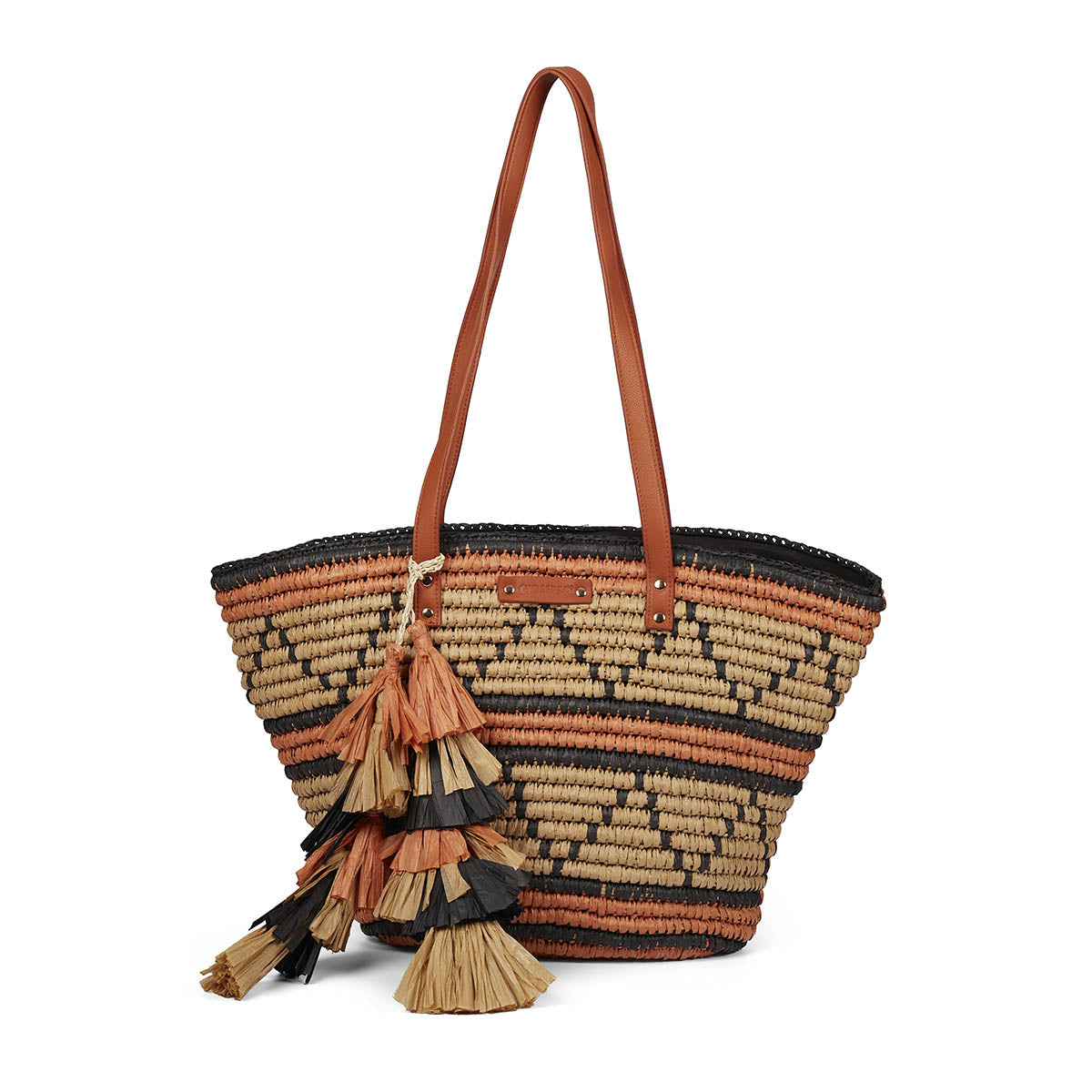 Mala de ráfia multicolor para mulher bazien