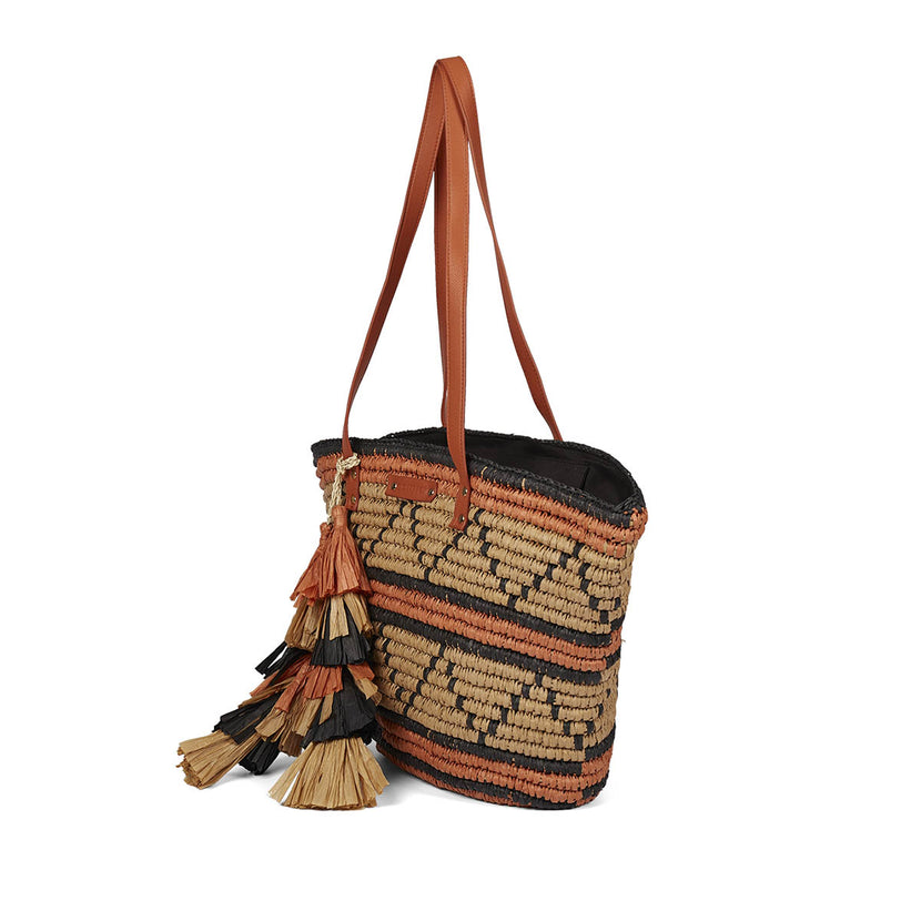 Mala de ráfia multicolor para mulher bazien