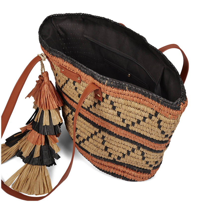 Mala de ráfia multicolor para mulher bazien