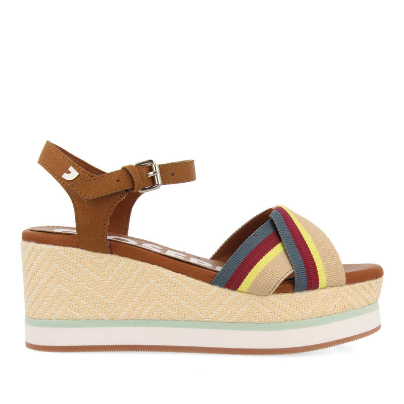 Sandalias color cuero con cintas de colores y plataforma para mujer guaduas