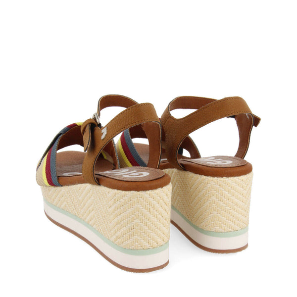 Sandalias color cuero con cintas de colores y plataforma para mujer guaduas
