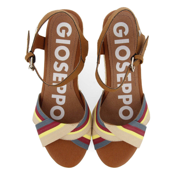 Sandalias color cuero con cintas de colores y plataforma para mujer guaduas