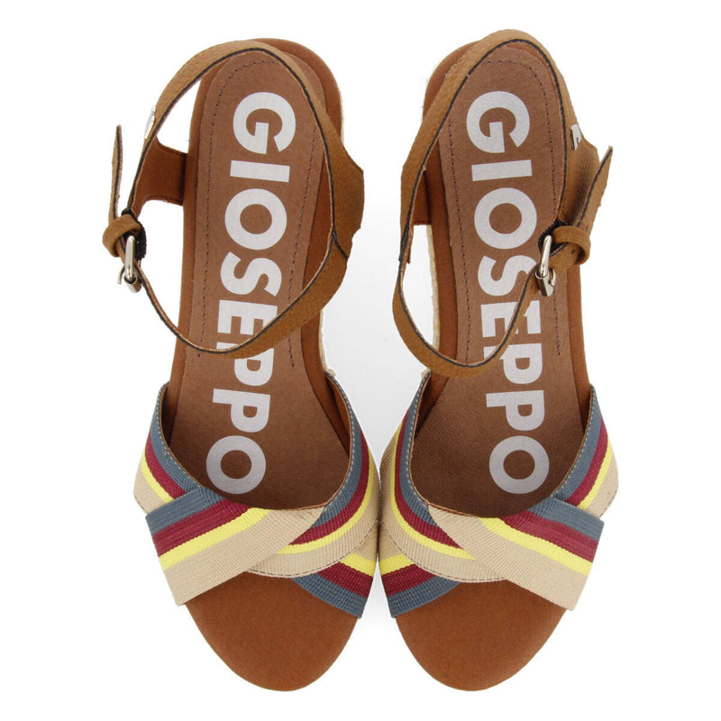 Sandalias color cuero con cintas de colores y plataforma para mujer guaduas