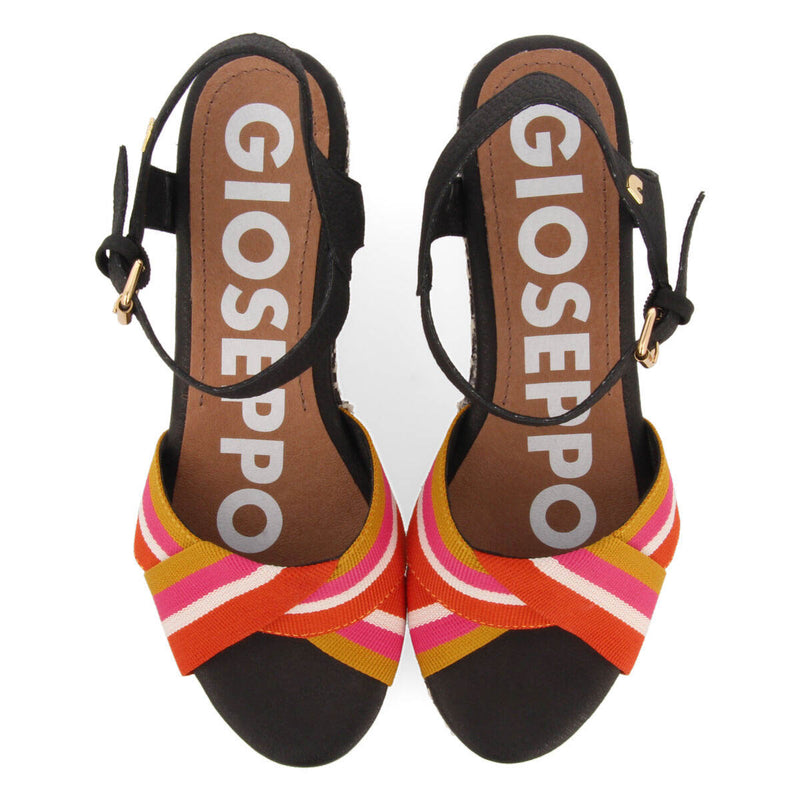 Sandalias color negro con cintas de colores y plataforma para mujer guaduas