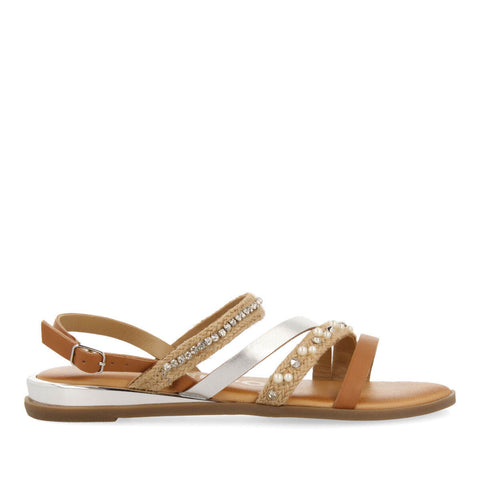 SANDALIAS COLOR CUERO CON TIRAS PARA MUJER BANEINS 