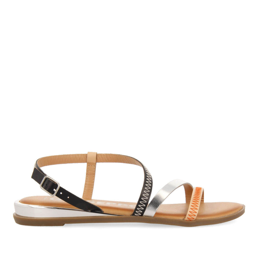 Sandalias negras de piel con tiras para mujer duesme  
