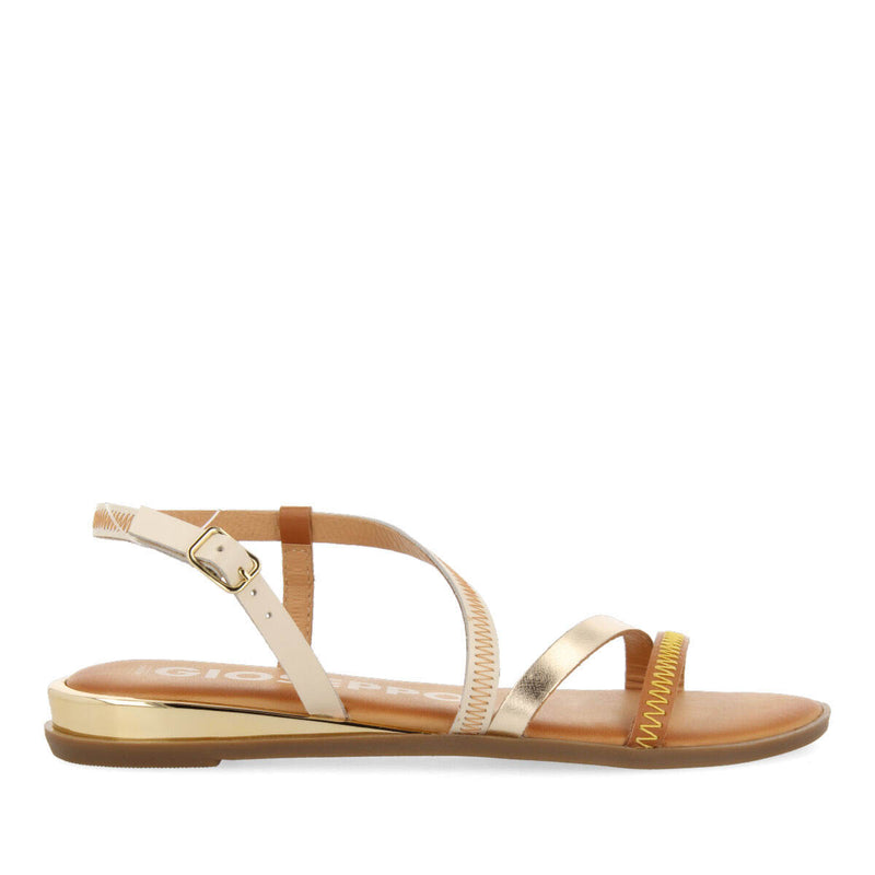 Sandalias off-white de piel con tiras para mujer duesme  