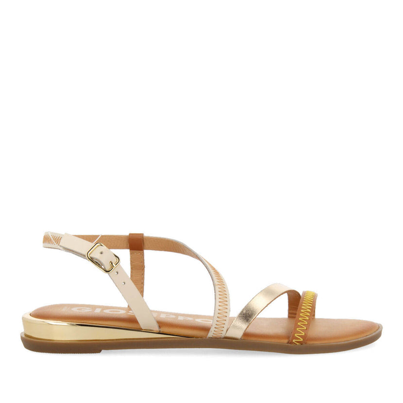 Sandalias off-white de piel con tiras para mujer duesme  