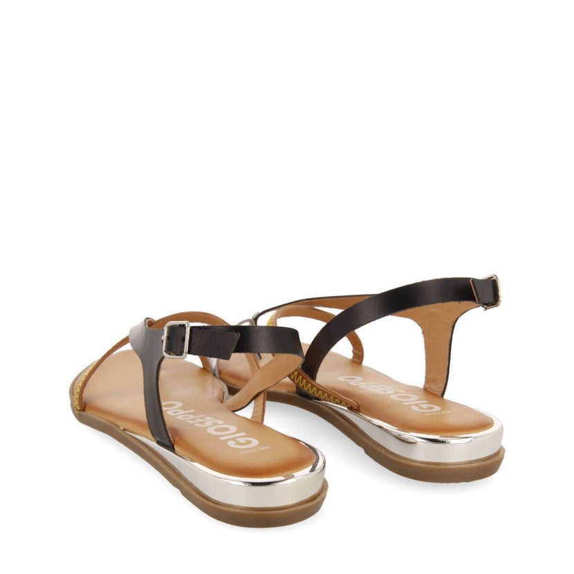 Sandalias negras de piel con tiras para mujer gioux  