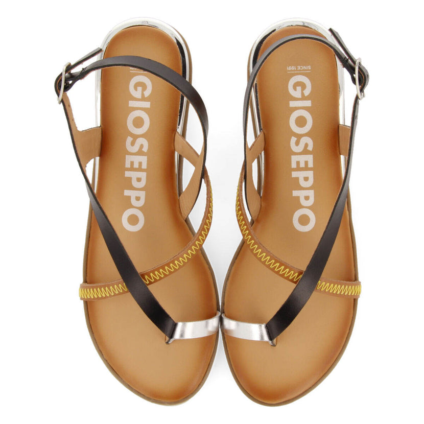 Sandalias negras de piel con tiras para mujer gioux  