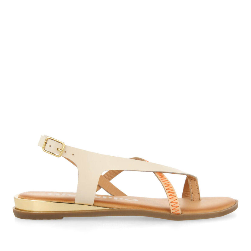 Sandalias off-white de piel con tiras para mujer gioux  