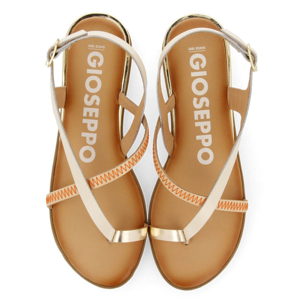 Sandalias off-white de piel con tiras para mujer gioux  