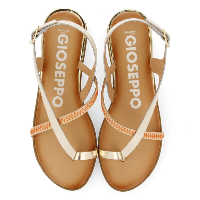 Sandalias off-white de piel con tiras para mujer gioux  