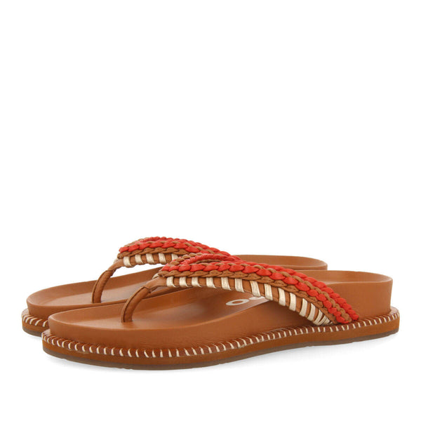 Sandalias cuero con detalles étnicos para mujer itaja  