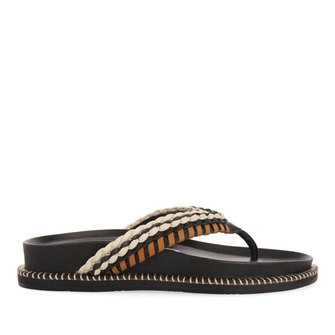 SANDALIAS NEGRAS CON DETALLES ÉTNICOS PARA MUJER ITAJA  