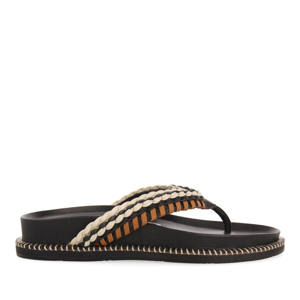 Sandalias negras con detalles étnicos para mujer itaja  