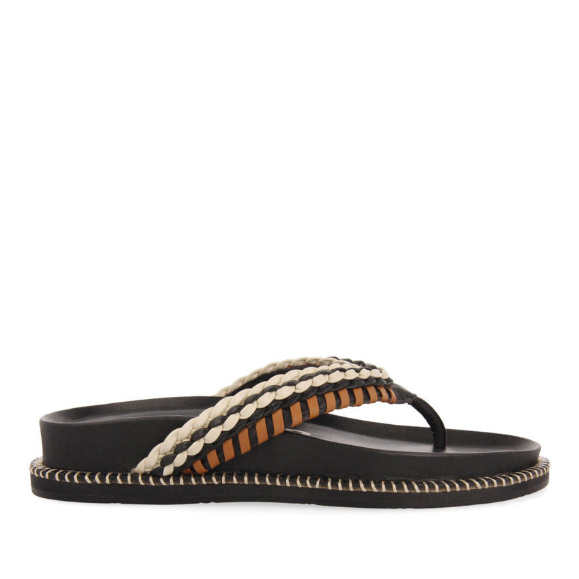 Sandalias negras con detalles étnicos para mujer itaja  