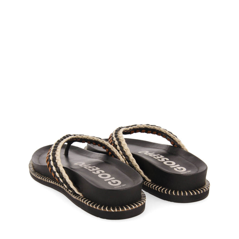Sandalias negras con detalles étnicos para mujer itaja  