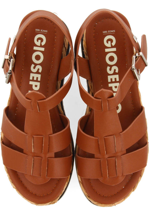 Sandalias color cuero tipo cangrejera con plataforma para mujer vaumas 