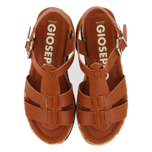 Sandalias color cuero tipo cangrejera con plataforma para mujer vaumas 