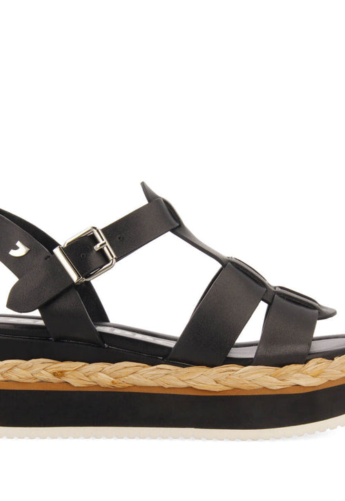 Sandalias color negro tipo cangrejera con plataforma para mujer vaumas 