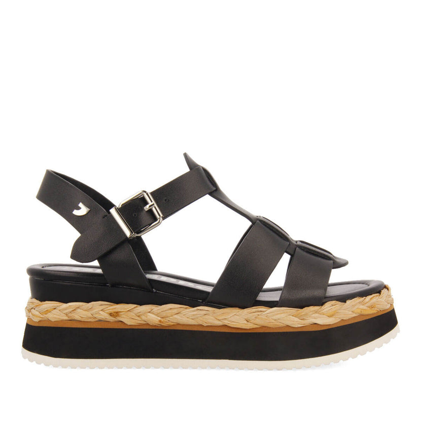 Sandalias color negro tipo cangrejera con plataforma para mujer vaumas 