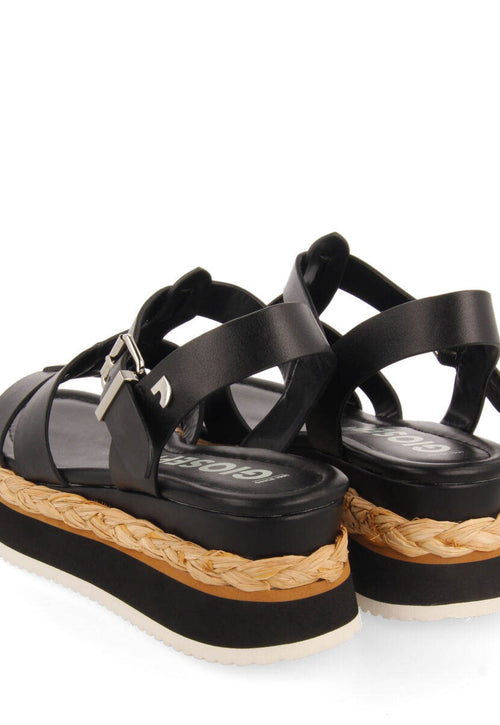 Sandalias color negro tipo cangrejera con plataforma para mujer vaumas 