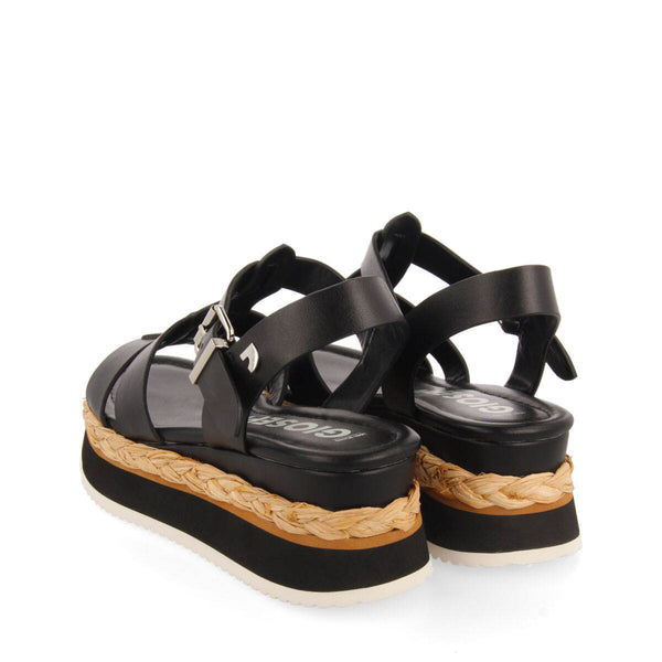 Sandalias color negro tipo cangrejera con plataforma para mujer vaumas 