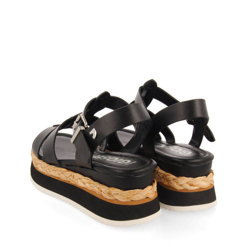 Sandalias color negro tipo cangrejera con plataforma para mujer vaumas 