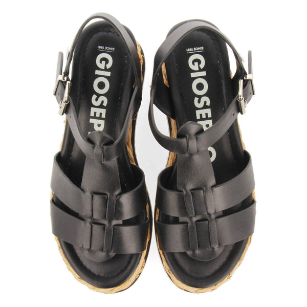 Sandalias color negro tipo cangrejera con plataforma para mujer vaumas 