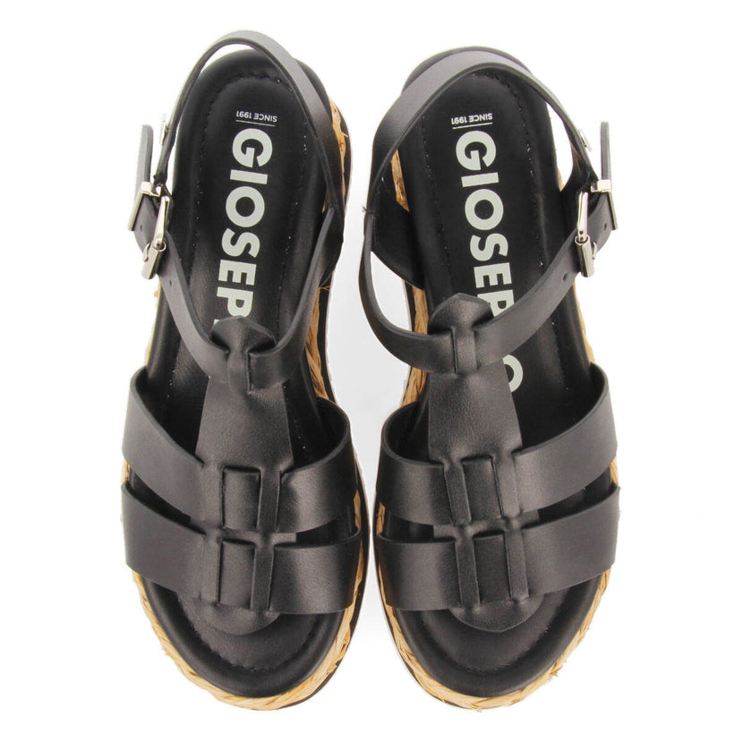 Sandalias color negro tipo cangrejera con plataforma para mujer vaumas 