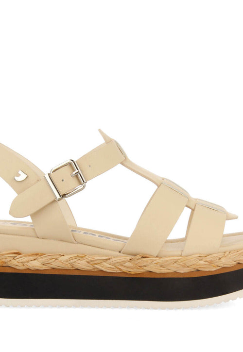 Sandalias color off-white tipo cangrejera con plataforma para mujer vaumas 