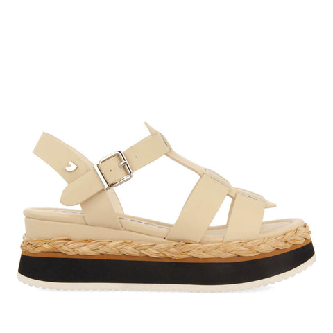 SANDALIAS COLOR OFF-WHITE TIPO CANGREJERA CON PLATAFORMA PARA MUJER VAUMAS 
