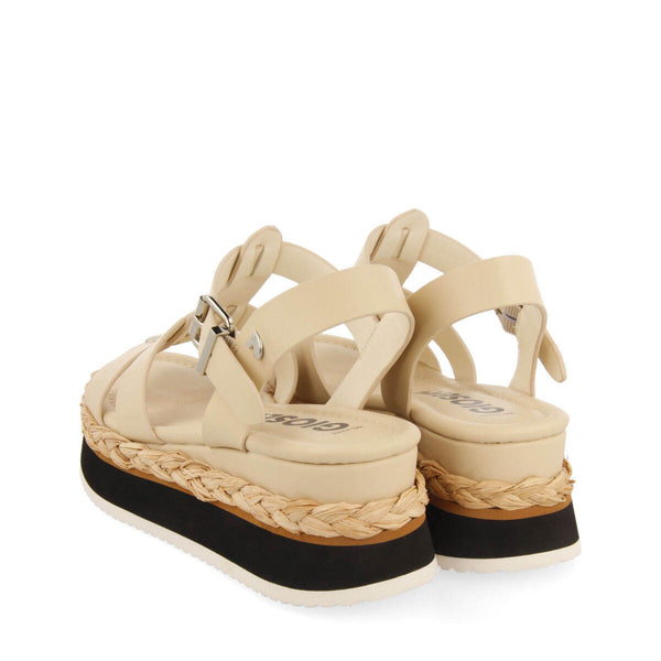 Sandalias color off-white tipo cangrejera con plataforma para mujer vaumas 