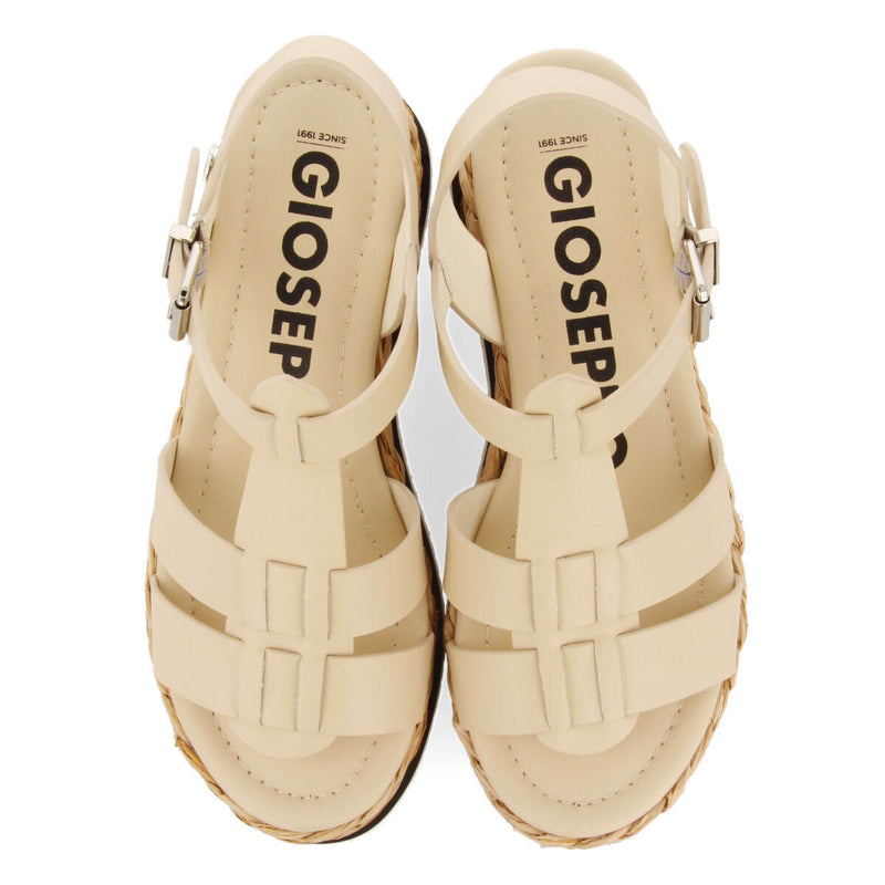 Sandalias color off-white tipo cangrejera con plataforma para mujer vaumas 