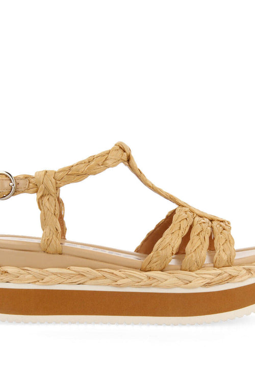 Sandalias trenzadas tipo cangrejera color natural con plataforma para mujer senlisse 