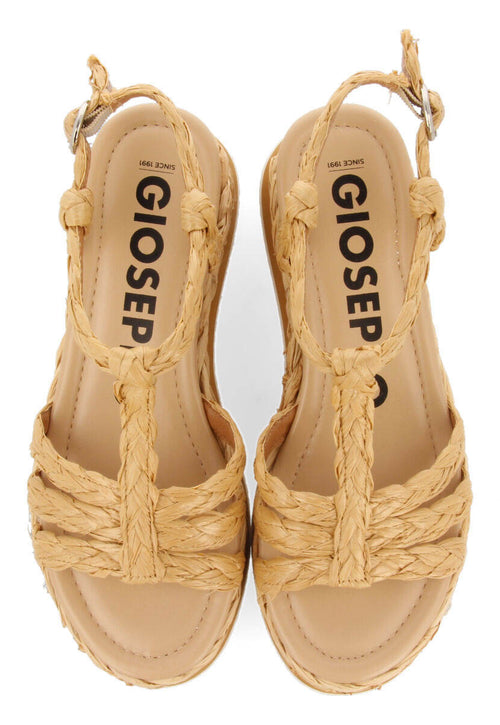 Sandalias trenzadas tipo cangrejera color natural con plataforma para mujer senlisse 