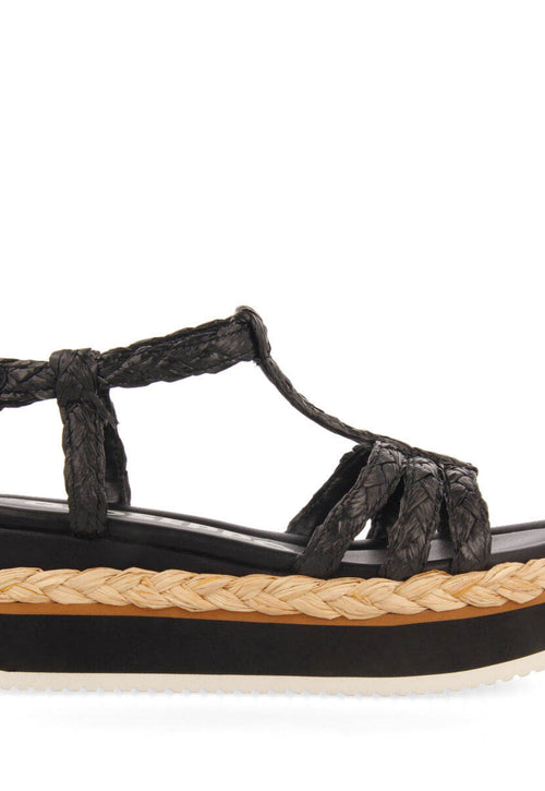 Sandalias trenzadas tipo cangrejera color negro con plataforma para mujer senlisse 