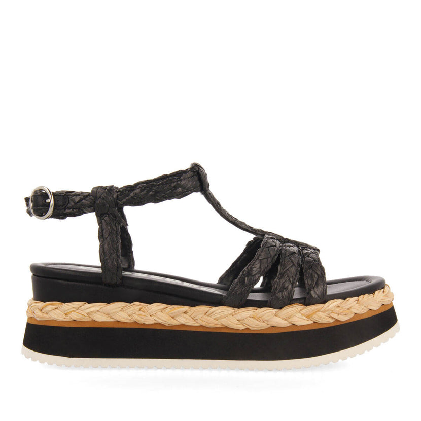 Sandalias trenzadas tipo cangrejera color negro con plataforma para mujer senlisse 